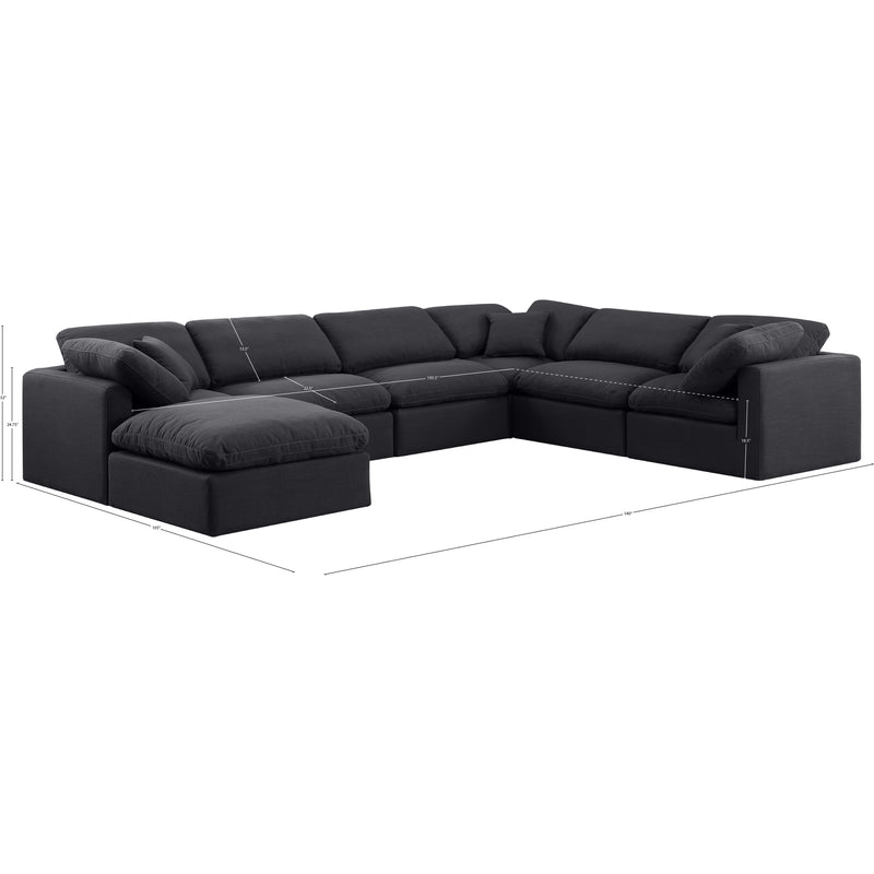 Meridian Indulge Black Linen Textured Fabric Modular Sectional IMAGE 10