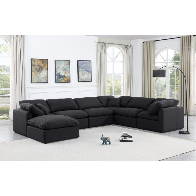 Meridian Indulge Black Linen Textured Fabric Modular Sectional IMAGE 2