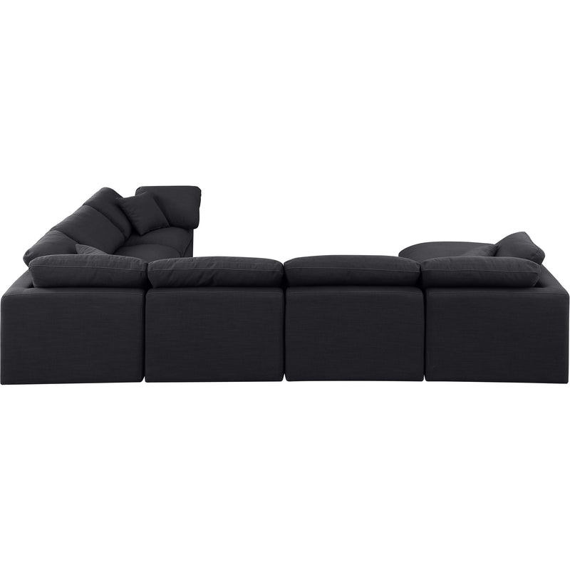 Meridian Indulge Black Linen Textured Fabric Modular Sectional IMAGE 3