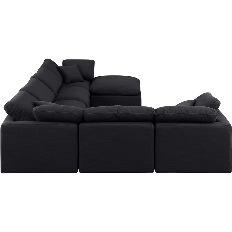 Meridian Indulge Black Linen Textured Fabric Modular Sectional IMAGE 5