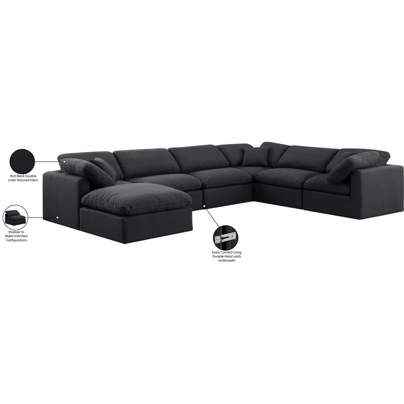 Meridian Indulge Black Linen Textured Fabric Modular Sectional IMAGE 9