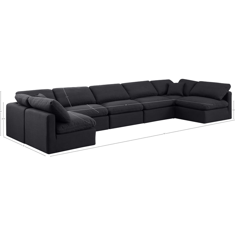 Meridian Indulge Black Linen Textured Fabric Modular Sectional IMAGE 10