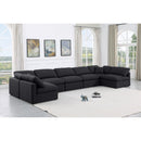 Meridian Indulge Black Linen Textured Fabric Modular Sectional IMAGE 2