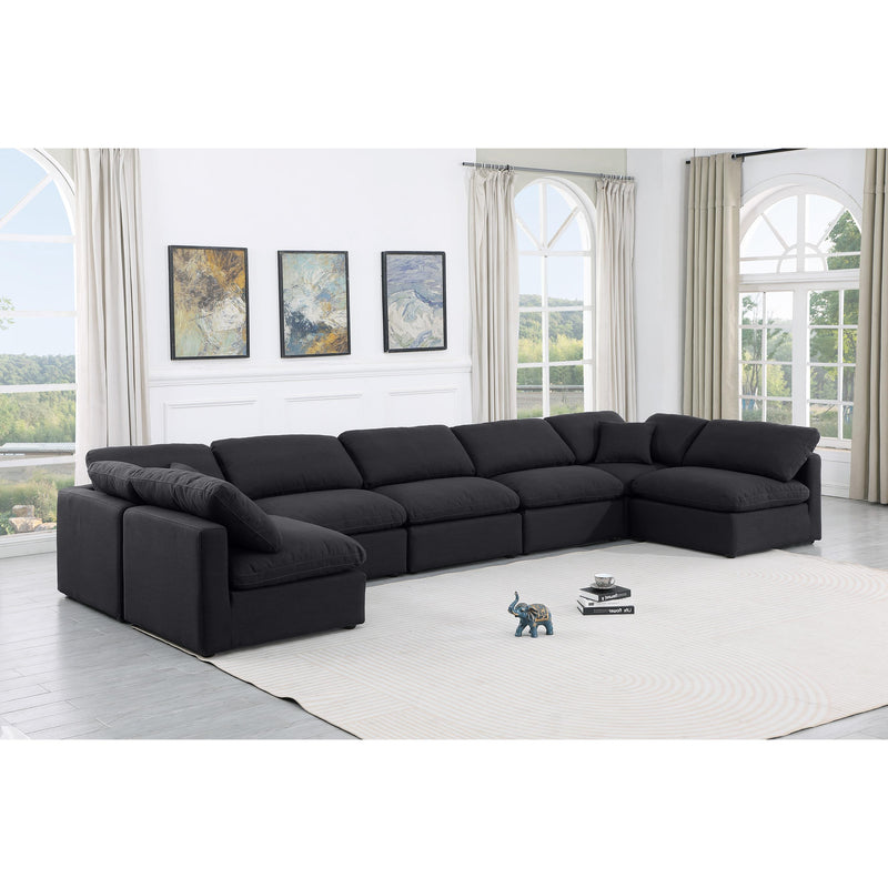 Meridian Indulge Black Linen Textured Fabric Modular Sectional IMAGE 2