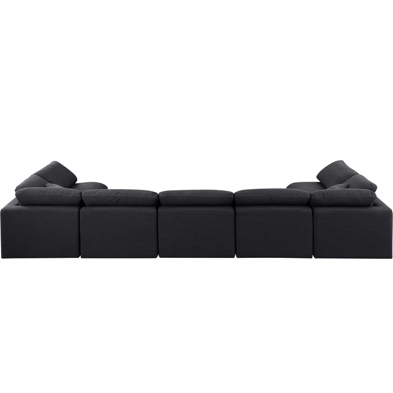 Meridian Indulge Black Linen Textured Fabric Modular Sectional IMAGE 3