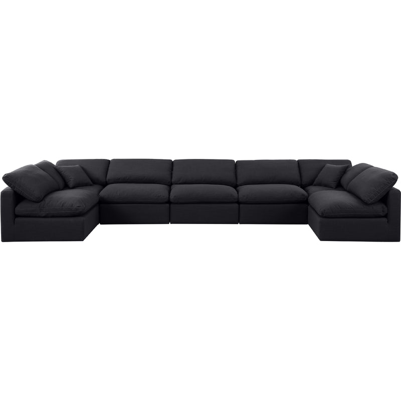 Meridian Indulge Black Linen Textured Fabric Modular Sectional IMAGE 4