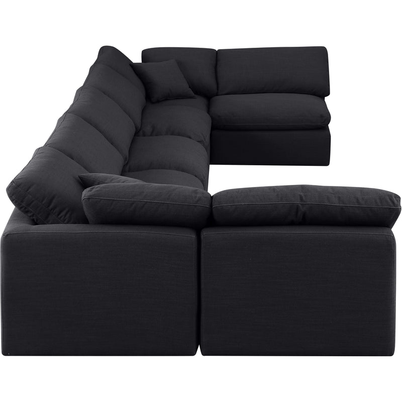 Meridian Indulge Black Linen Textured Fabric Modular Sectional IMAGE 5
