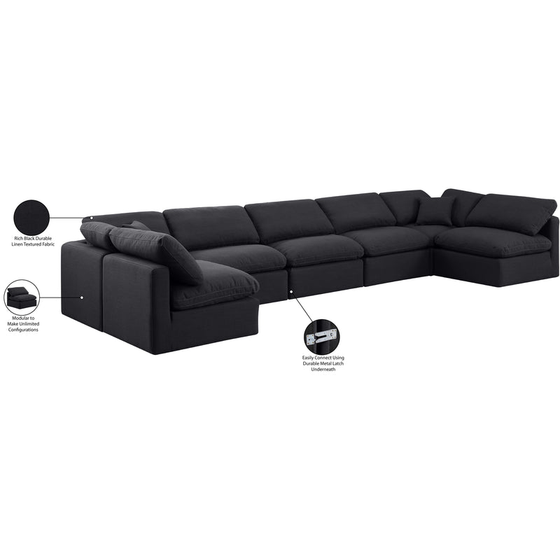 Meridian Indulge Black Linen Textured Fabric Modular Sectional IMAGE 9