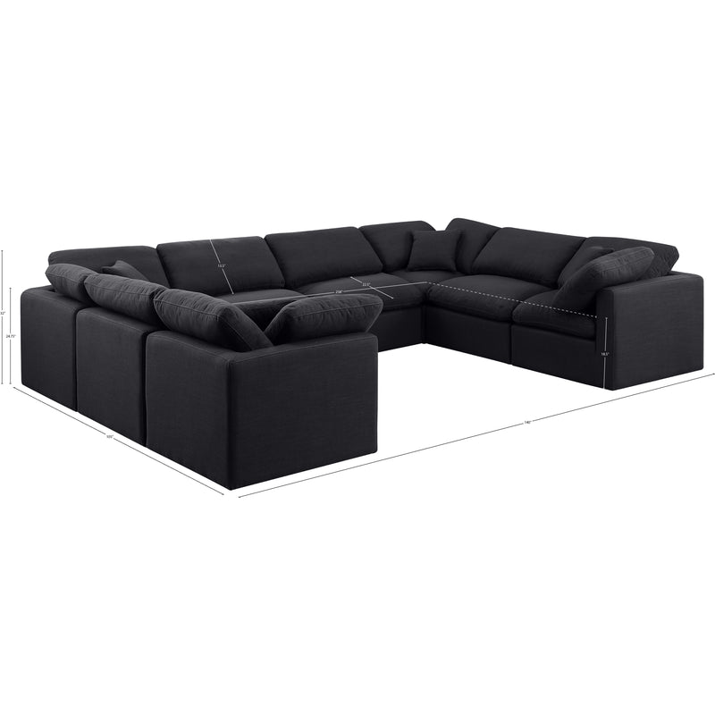 Meridian Indulge Black Linen Textured Fabric Modular Sectional IMAGE 10