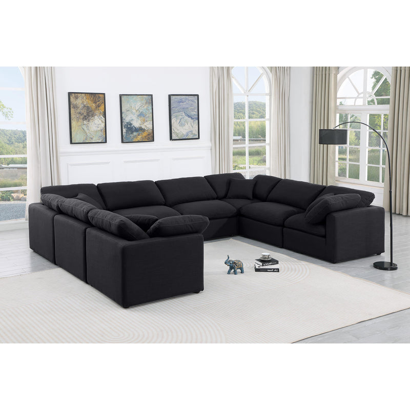 Meridian Indulge Black Linen Textured Fabric Modular Sectional IMAGE 2