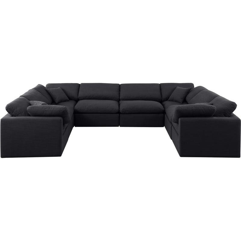 Meridian Indulge Black Linen Textured Fabric Modular Sectional IMAGE 4