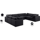 Meridian Indulge Black Linen Textured Fabric Modular Sectional IMAGE 9
