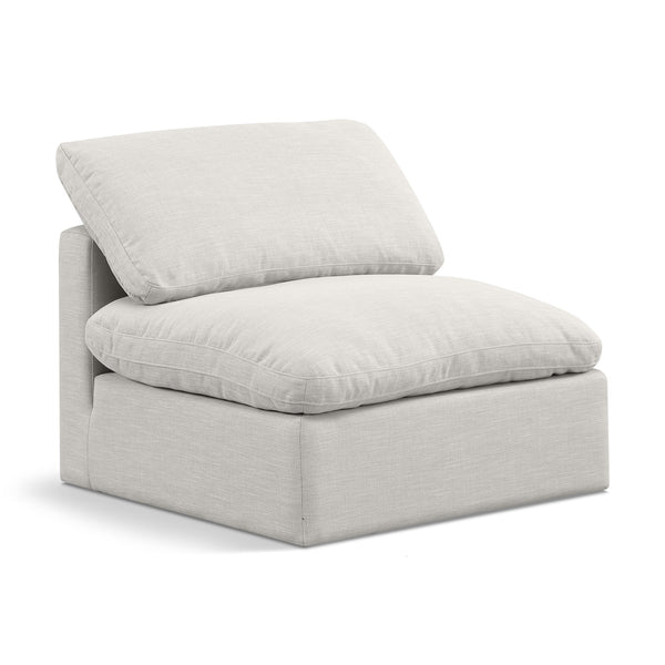 Meridian Indulge Cream Linen Textured Fabric Armless Chair IMAGE 1