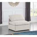 Meridian Indulge Cream Linen Textured Fabric Armless Chair IMAGE 2