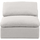 Meridian Indulge Cream Linen Textured Fabric Armless Chair IMAGE 4