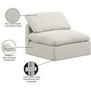 Meridian Indulge Cream Linen Textured Fabric Armless Chair IMAGE 8