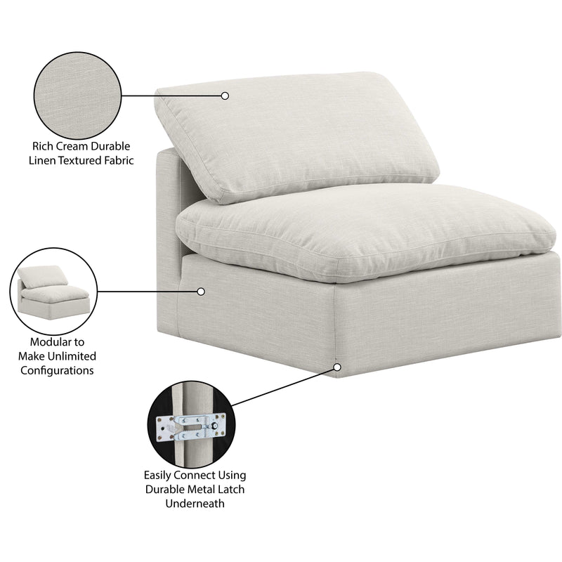 Meridian Indulge Cream Linen Textured Fabric Armless Chair IMAGE 8