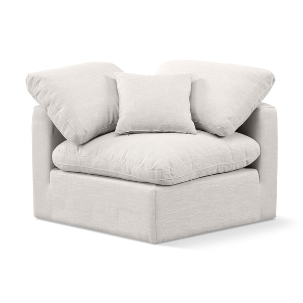 Meridian Indulge Cream Linen Textured Fabric Corner Chair IMAGE 1