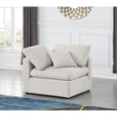 Meridian Indulge Cream Linen Textured Fabric Corner Chair IMAGE 2