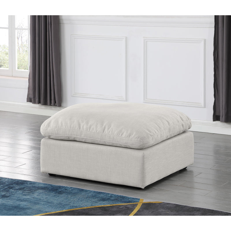 Meridian Indulge Cream Linen Textured Fabric Ottoman IMAGE 2