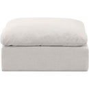 Meridian Indulge Cream Linen Textured Fabric Ottoman IMAGE 3