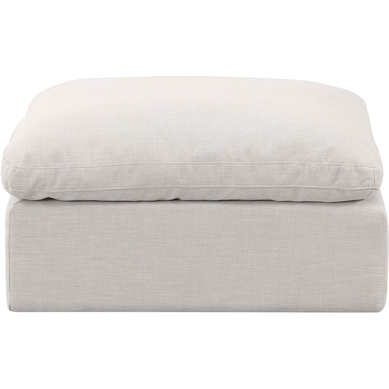 Meridian Indulge Cream Linen Textured Fabric Ottoman IMAGE 3