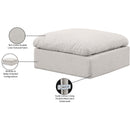 Meridian Indulge Cream Linen Textured Fabric Ottoman IMAGE 5