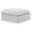 Meridian Indulge Cream Linen Textured Fabric Ottoman IMAGE 6
