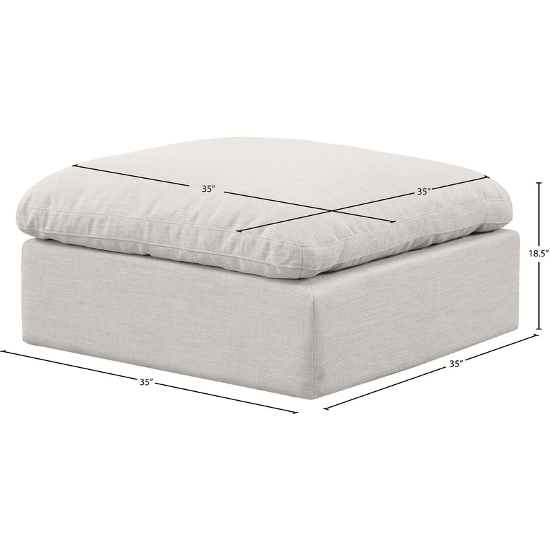 Meridian Indulge Cream Linen Textured Fabric Ottoman IMAGE 6