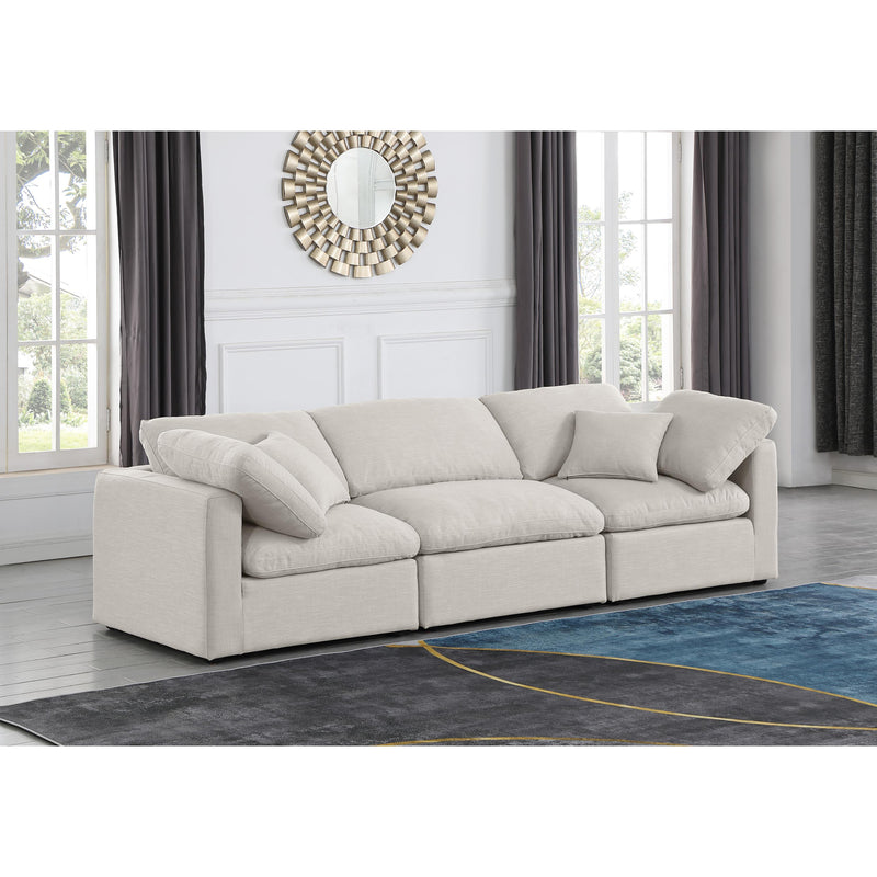 Meridian Indulge Cream Linen Textured Fabric Modular Sofa IMAGE 2