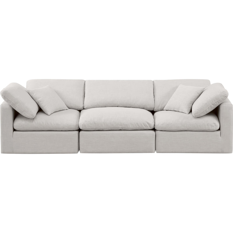 Meridian Indulge Cream Linen Textured Fabric Modular Sofa IMAGE 4
