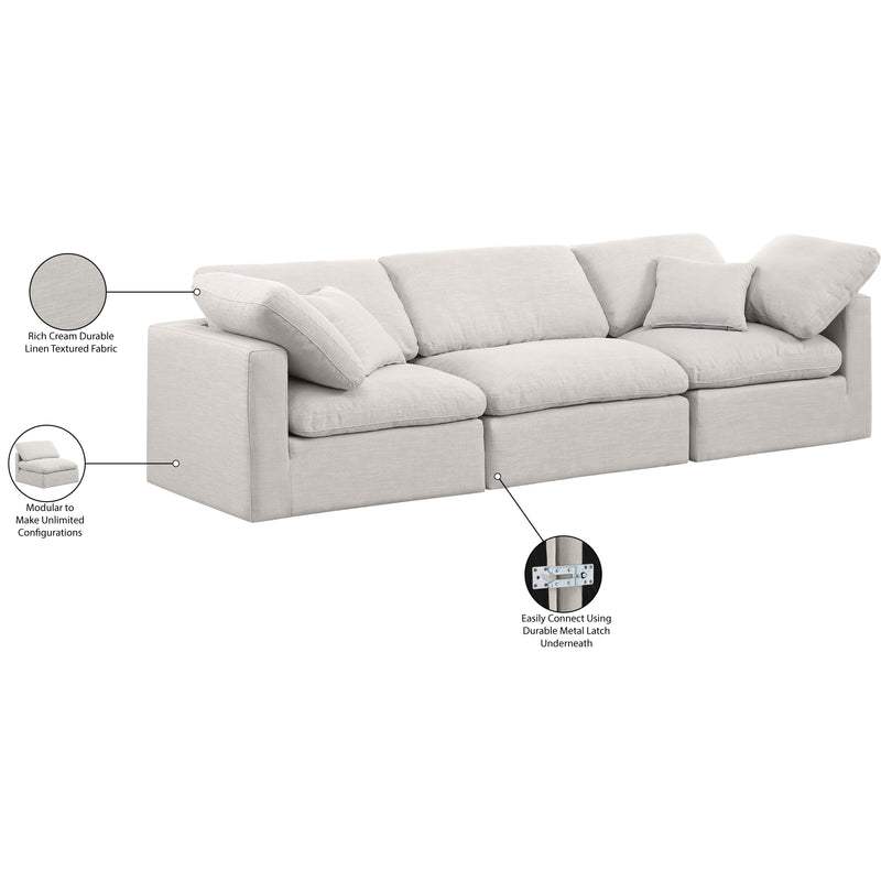 Meridian Indulge Cream Linen Textured Fabric Modular Sofa IMAGE 8