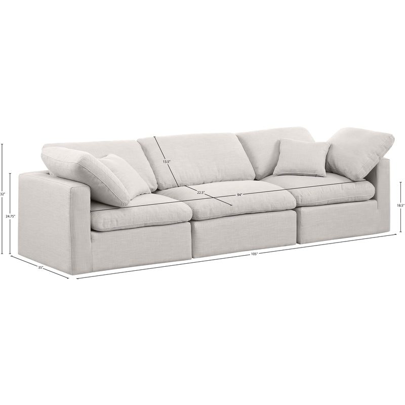 Meridian Indulge Cream Linen Textured Fabric Modular Sofa IMAGE 9