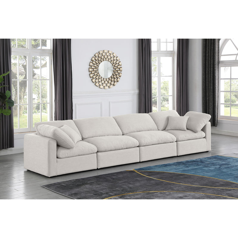 Meridian Indulge Cream Linen Textured Fabric Modular Sofa IMAGE 2