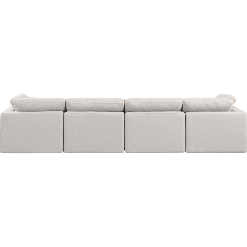 Meridian Indulge Cream Linen Textured Fabric Modular Sofa IMAGE 3