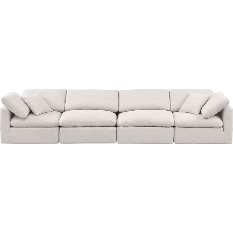 Meridian Indulge Cream Linen Textured Fabric Modular Sofa IMAGE 4