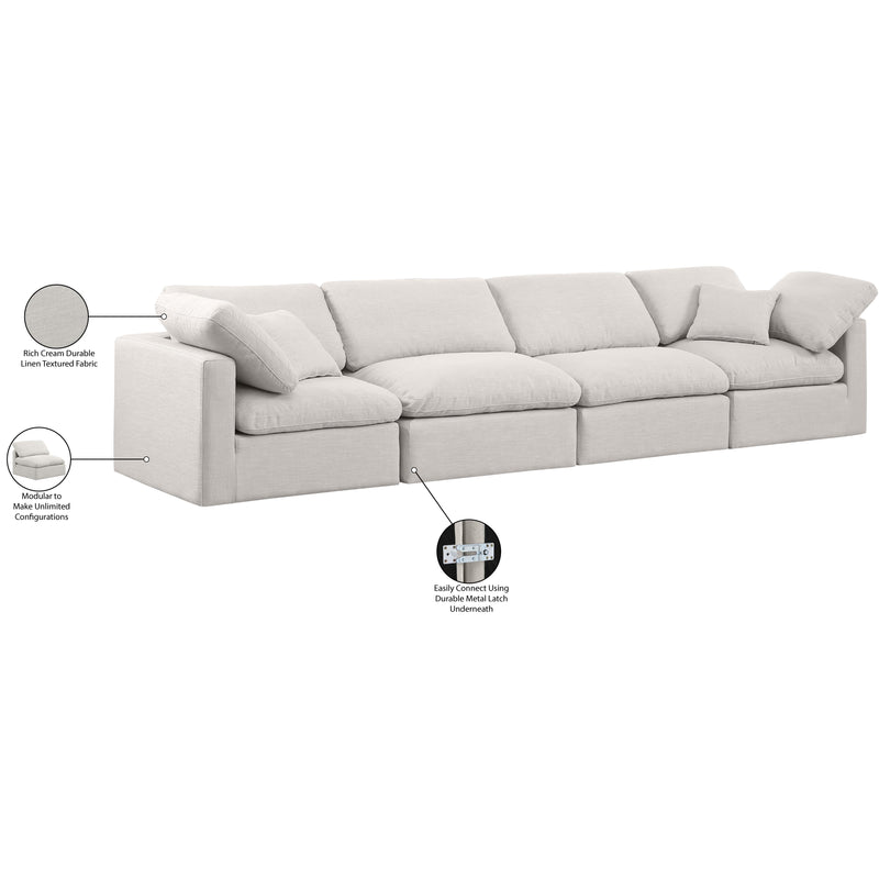 Meridian Indulge Cream Linen Textured Fabric Modular Sofa IMAGE 8