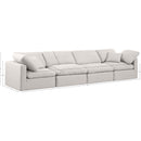 Meridian Indulge Cream Linen Textured Fabric Modular Sofa IMAGE 9