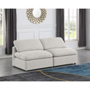 Meridian Indulge Cream Linen Textured Fabric Modular Sofa IMAGE 2