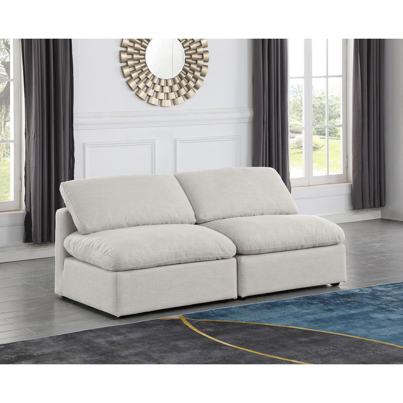 Meridian Indulge Cream Linen Textured Fabric Modular Sofa IMAGE 2