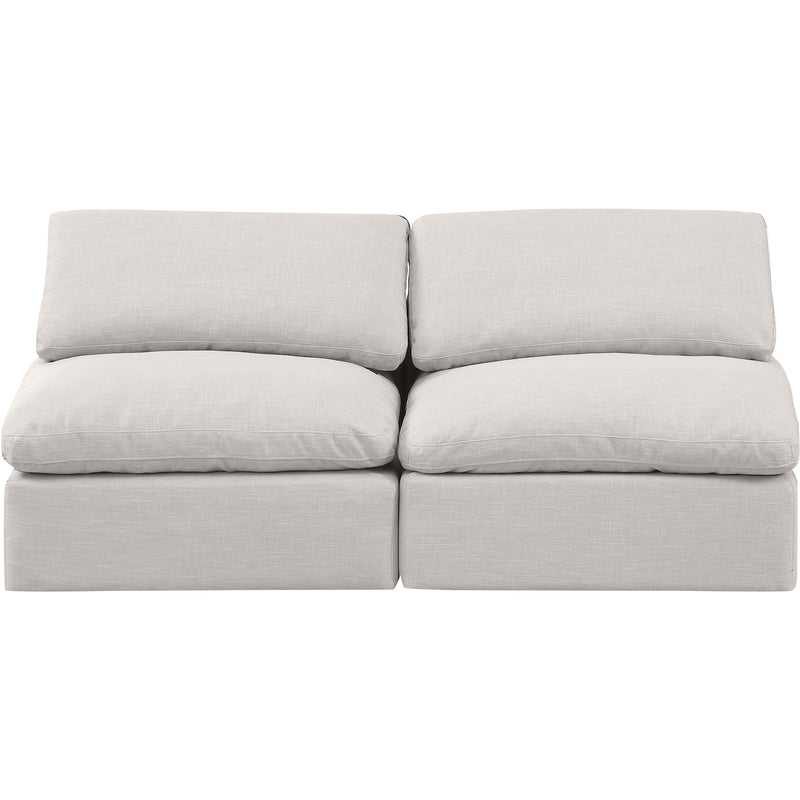Meridian Indulge Cream Linen Textured Fabric Modular Sofa IMAGE 4
