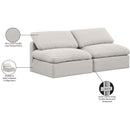 Meridian Indulge Cream Linen Textured Fabric Modular Sofa IMAGE 7