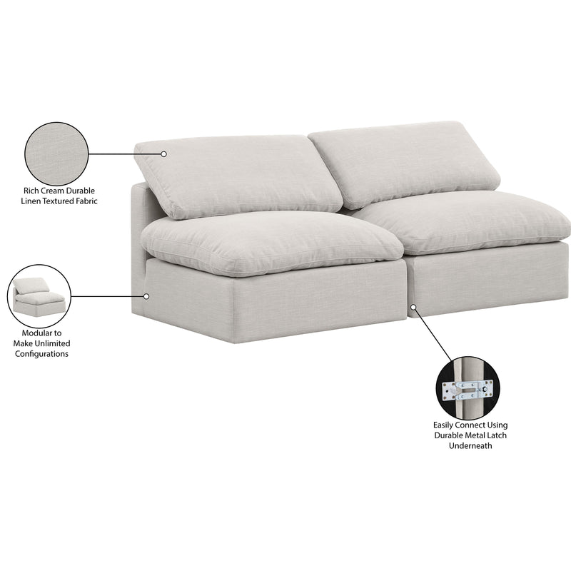 Meridian Indulge Cream Linen Textured Fabric Modular Sofa IMAGE 7