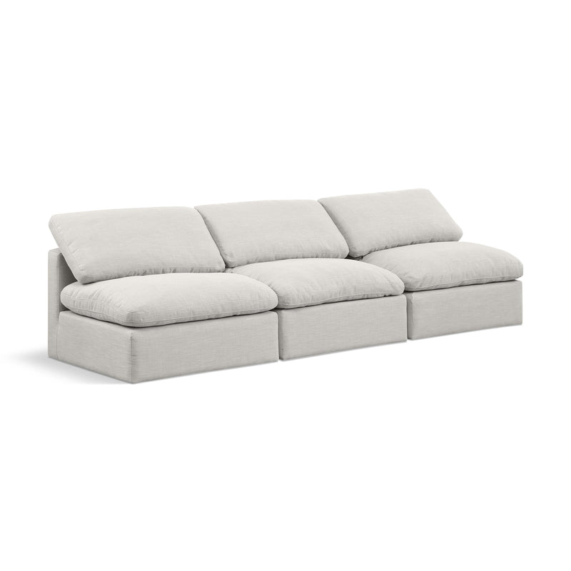Meridian Indulge Cream Linen Textured Fabric Modular Sofa IMAGE 1