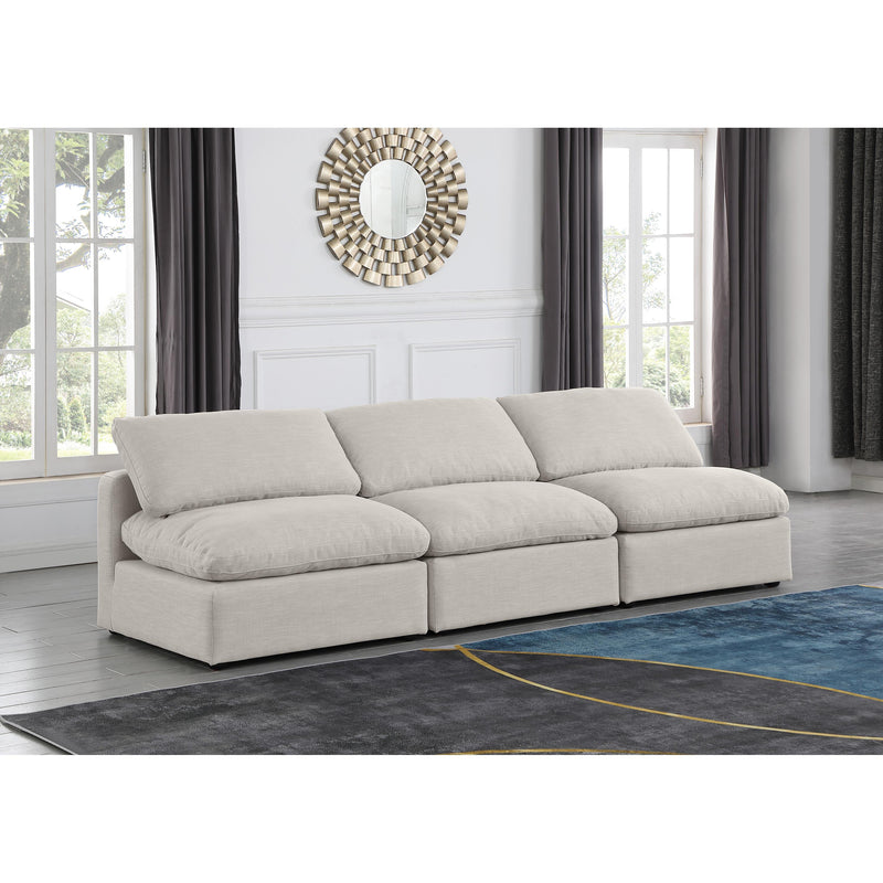 Meridian Indulge Cream Linen Textured Fabric Modular Sofa IMAGE 2