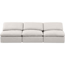Meridian Indulge Cream Linen Textured Fabric Modular Sofa IMAGE 4