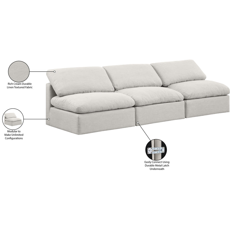 Meridian Indulge Cream Linen Textured Fabric Modular Sofa IMAGE 7