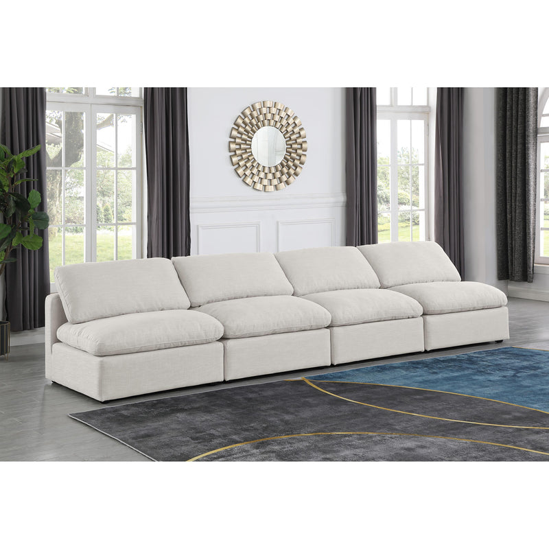 Meridian Indulge Cream Linen Textured Fabric Modular Sofa IMAGE 2