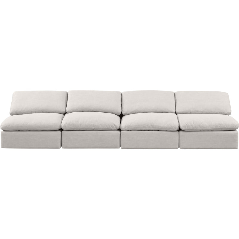 Meridian Indulge Cream Linen Textured Fabric Modular Sofa IMAGE 4