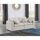 Meridian Indulge Cream Linen Textured Fabric Modular Sofa IMAGE 2